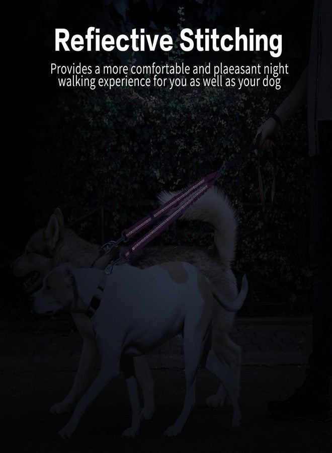 YAODHAOD Double Dog Leash,Two Dog Leash Splitter, No Tangle 360° Swivel Rotation Reflective Lead, Adjustable Length Bungee Heavy Duty Walking Training Dual Extension (Rose Red) - Image 5